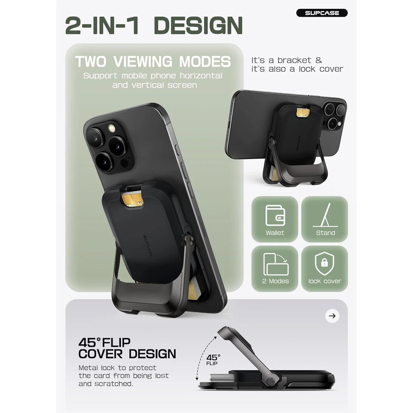 UB Mag Vault Magnetic Wallet with Stand - Carbon Black