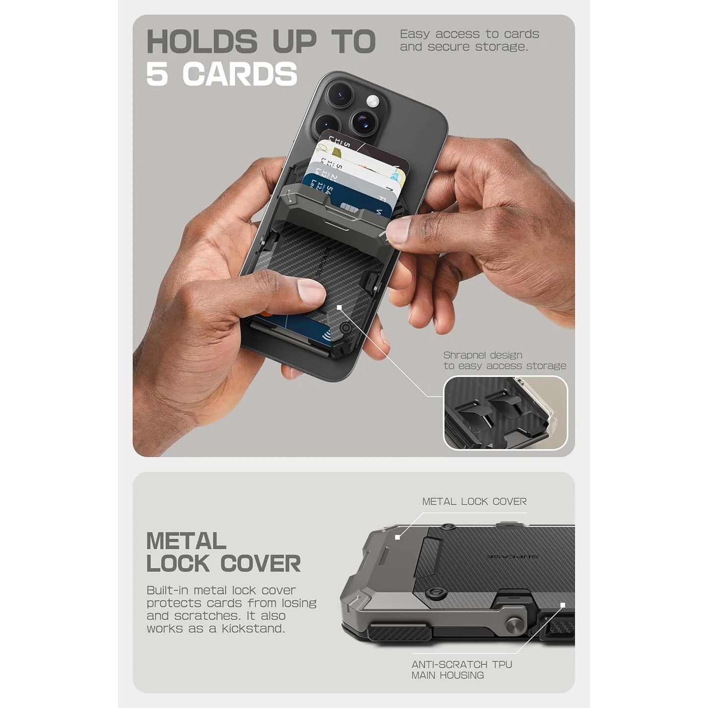 MagFlip Magnetic Wallet with Stand-Carbon