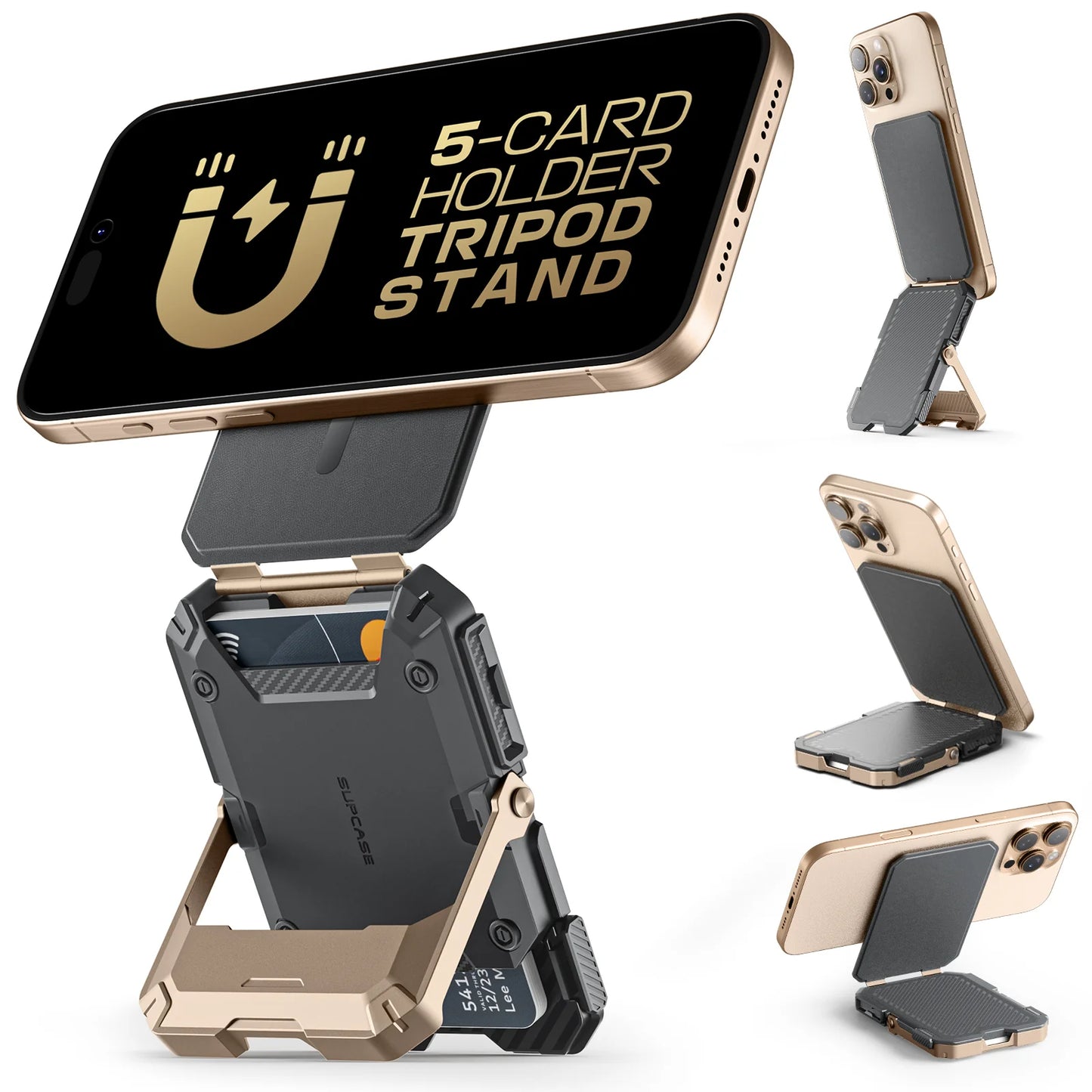 MagFlip Magnetic Wallet with Stand-Gold