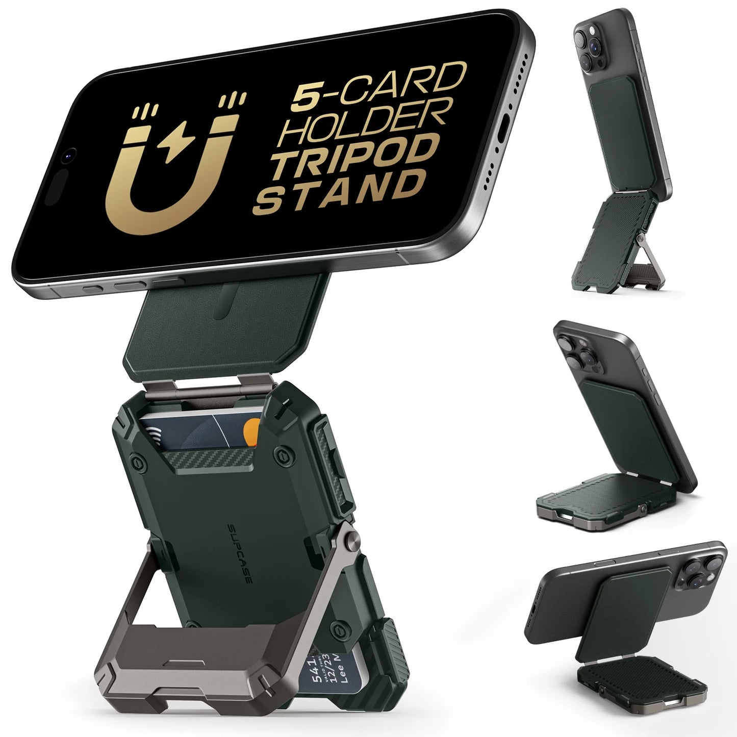 MagFlip Magnetic Wallet with Stand-Dark Green