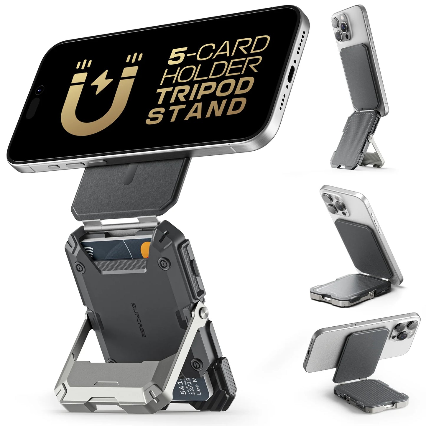 MagFlip Magnetic Wallet with Stand-Silver