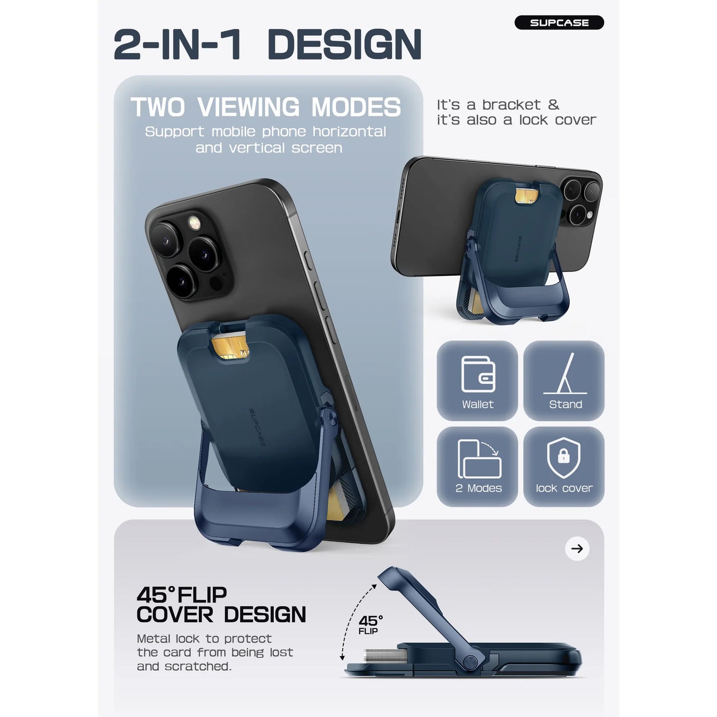UB Mag Vault Magnetic Wallet with Stand - Blue