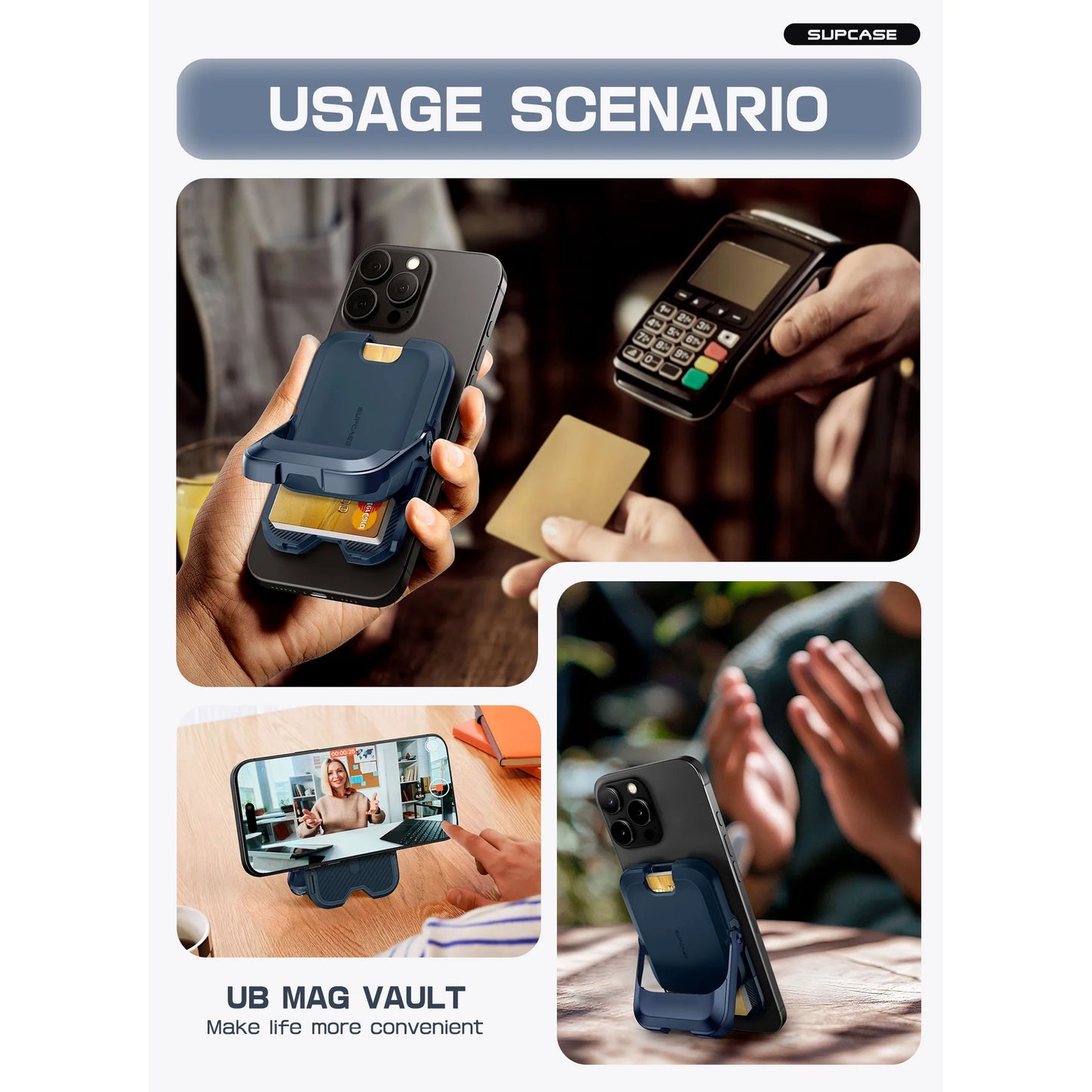 UB Mag Vault Magnetic Wallet with Stand - Blue