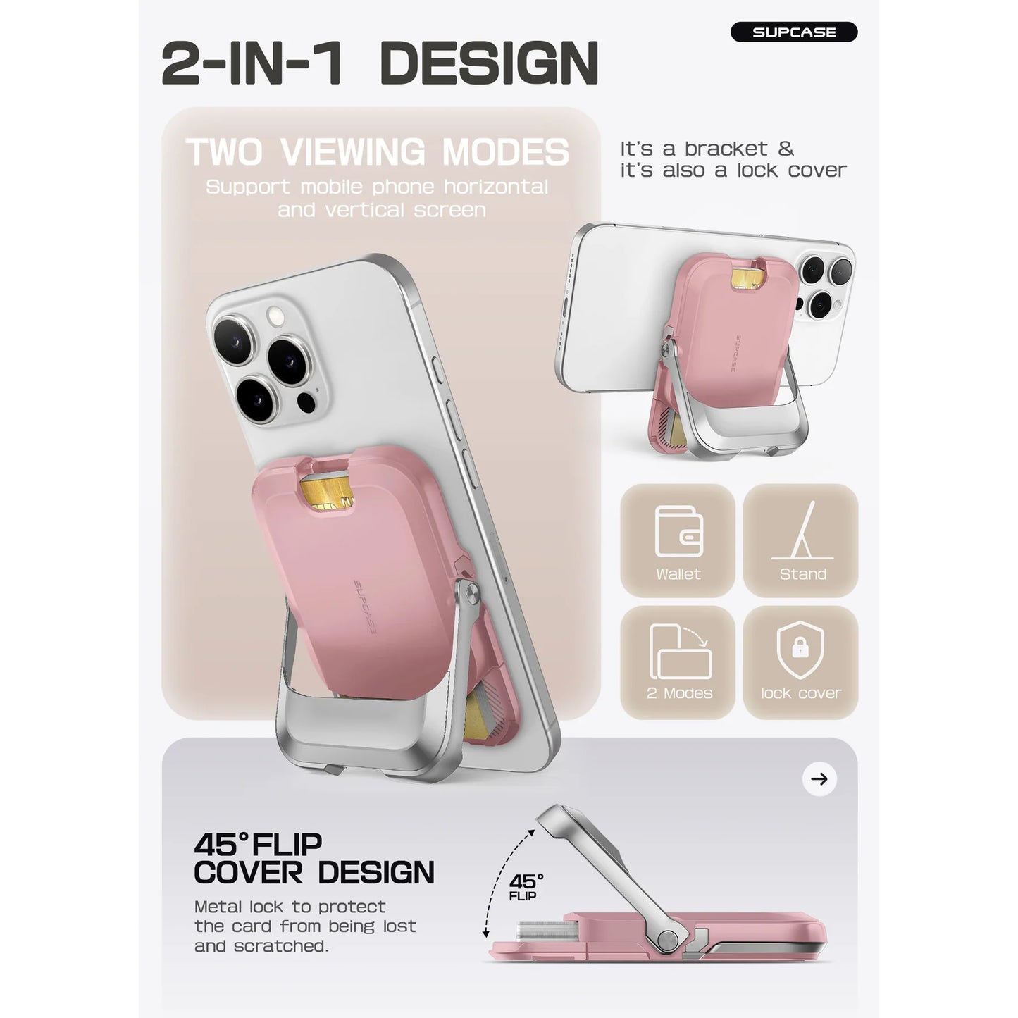 UB Mag Vault Magnetic Wallet with Stand - Blush Pink