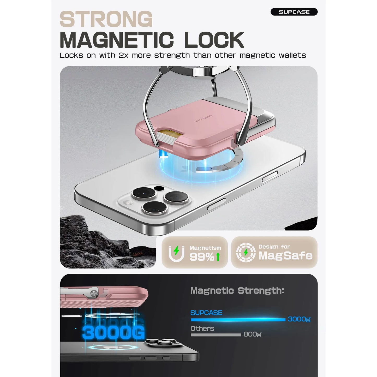 UB Mag Vault Magnetic Wallet with Stand - Blush Pink