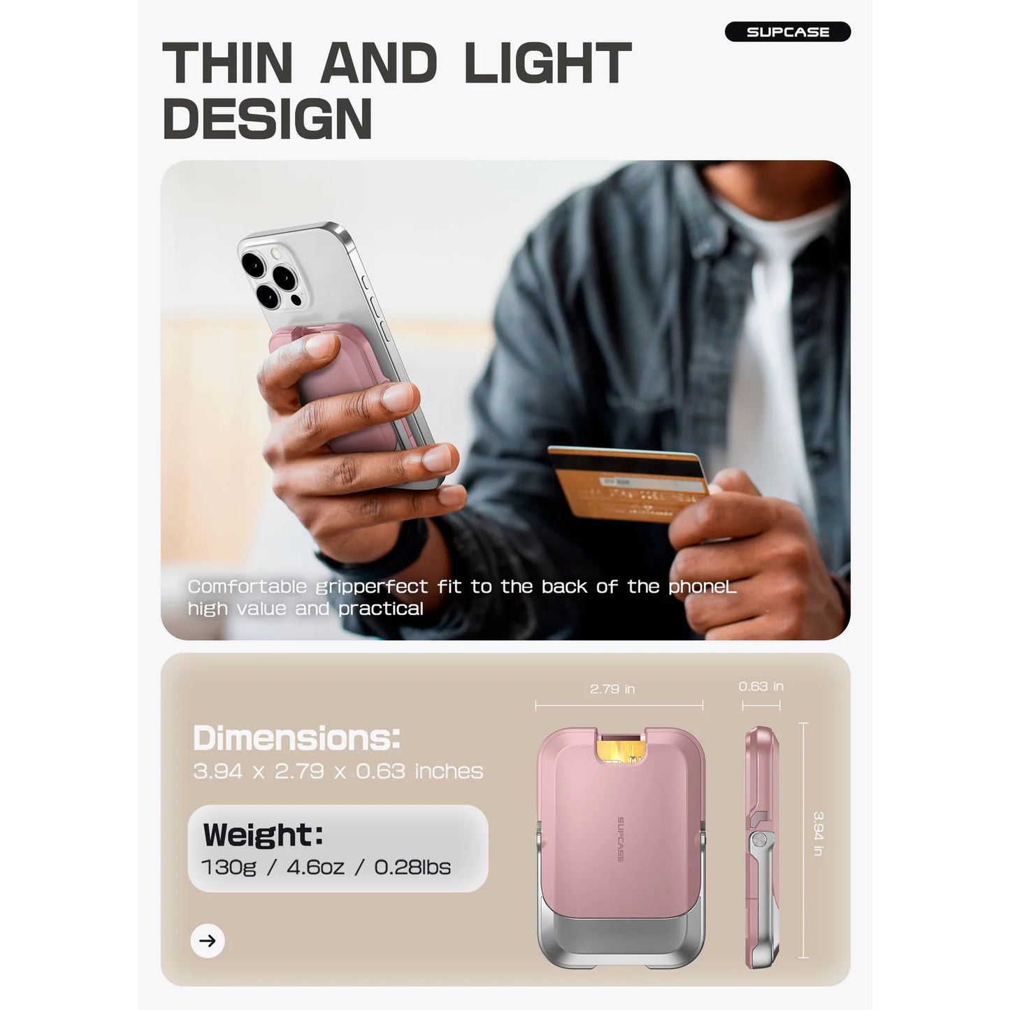 UB Mag Vault Magnetic Wallet with Stand - Blush Pink