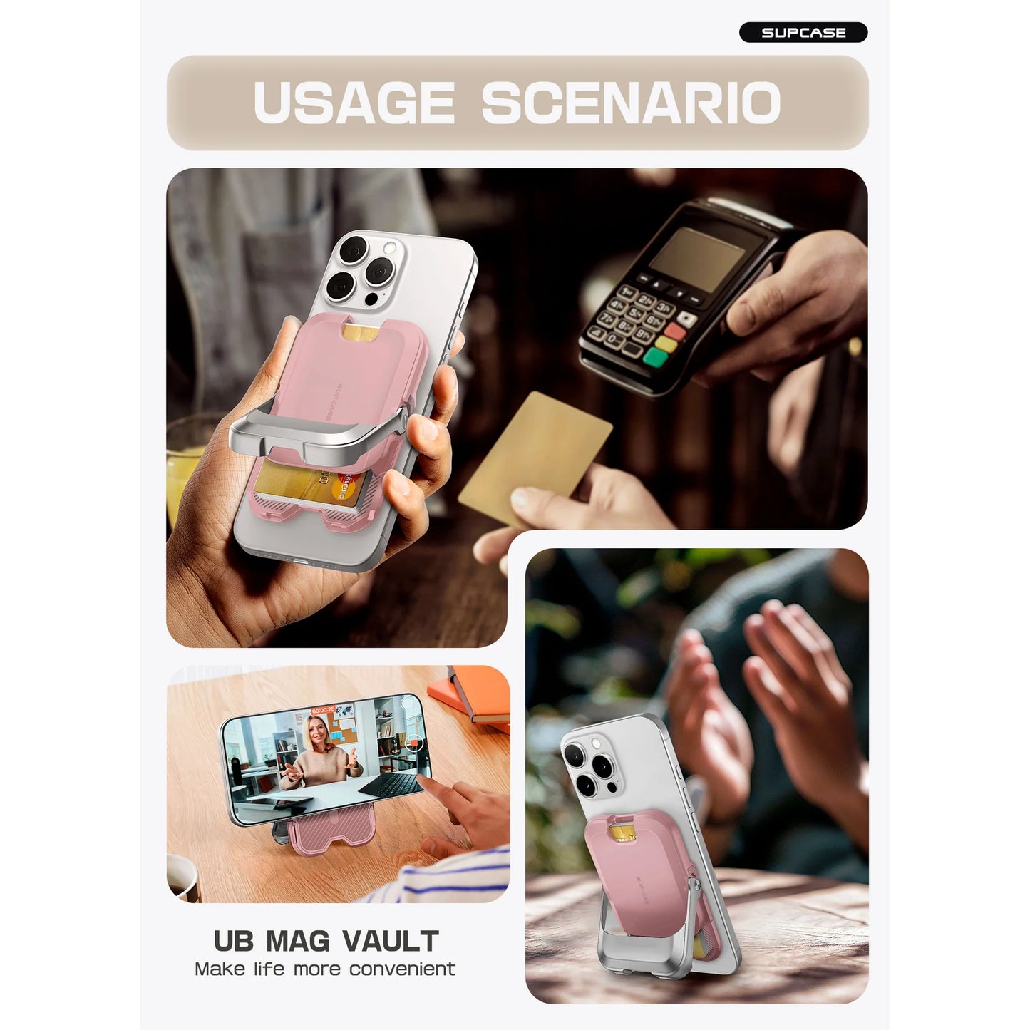 UB Mag Vault Magnetic Wallet with Stand - Blush Pink