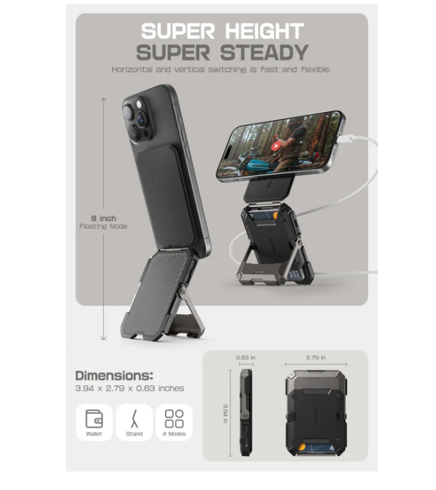 MagFlip Magnetic Wallet with Stand-Black